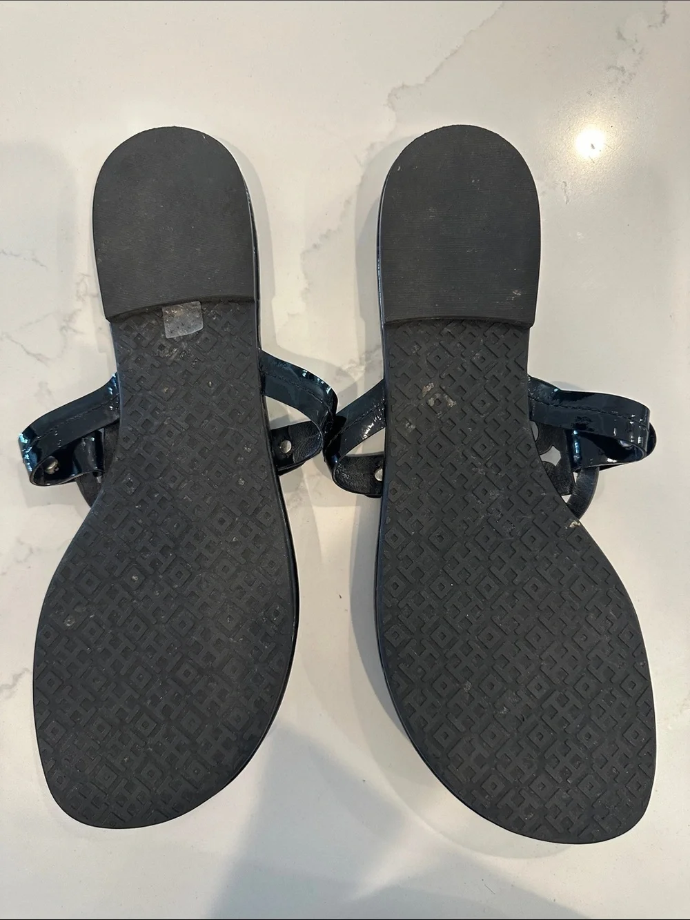 Tory Burch Miller Sandals Patent Black Size 9
